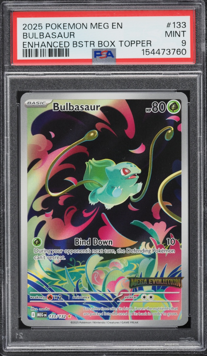 2025 Pokemon Mega Evolution Enhanced Booster Box Topper IR Bulbasaur #133 PSA 9 MINT