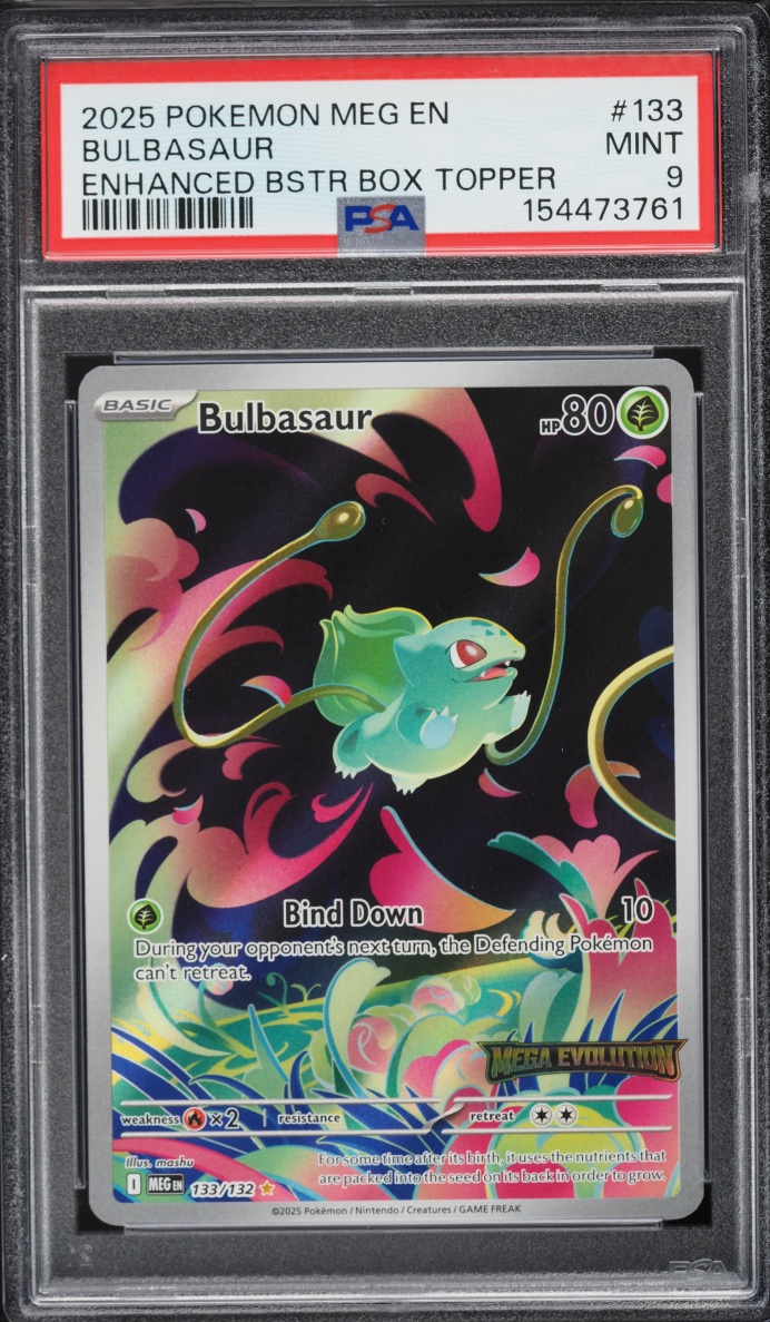 2025 Pokemon Mega Evolution Enhanced Booster Box Topper IR Bulbasaur #133 PSA 9 MINT