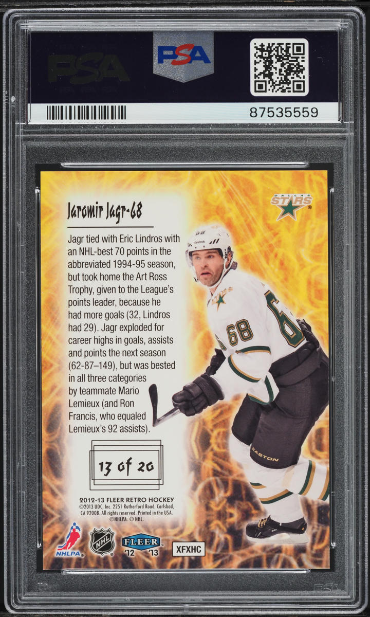 2012 Fleer Retro Electrifying Jaromir Jagr #13 PSA 10 GEM MINT