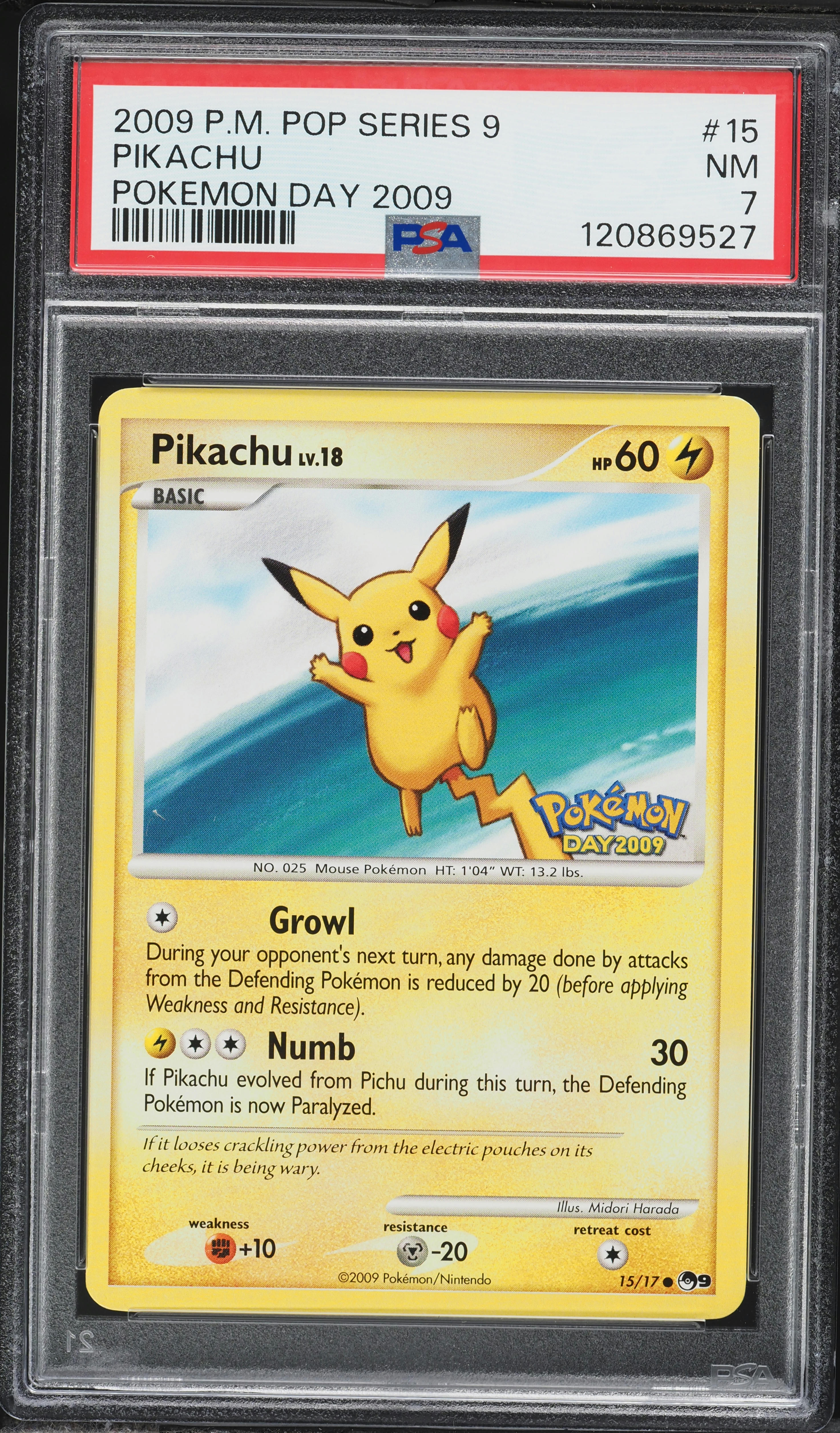2009 Pokemon POP Series 9 Day '09 Pikachu #15 PSA 7 NRMT