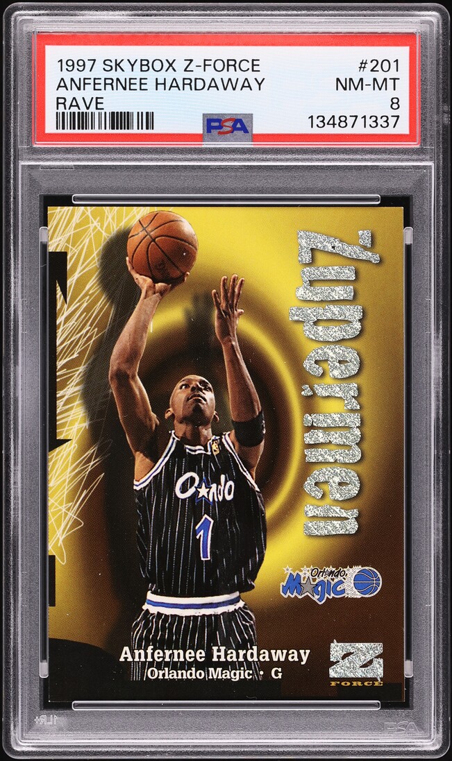 1997 Skybox Z-Force Rave Anfernee Hardaway /399 #201 PSA 8 NM-MT - Photo 1