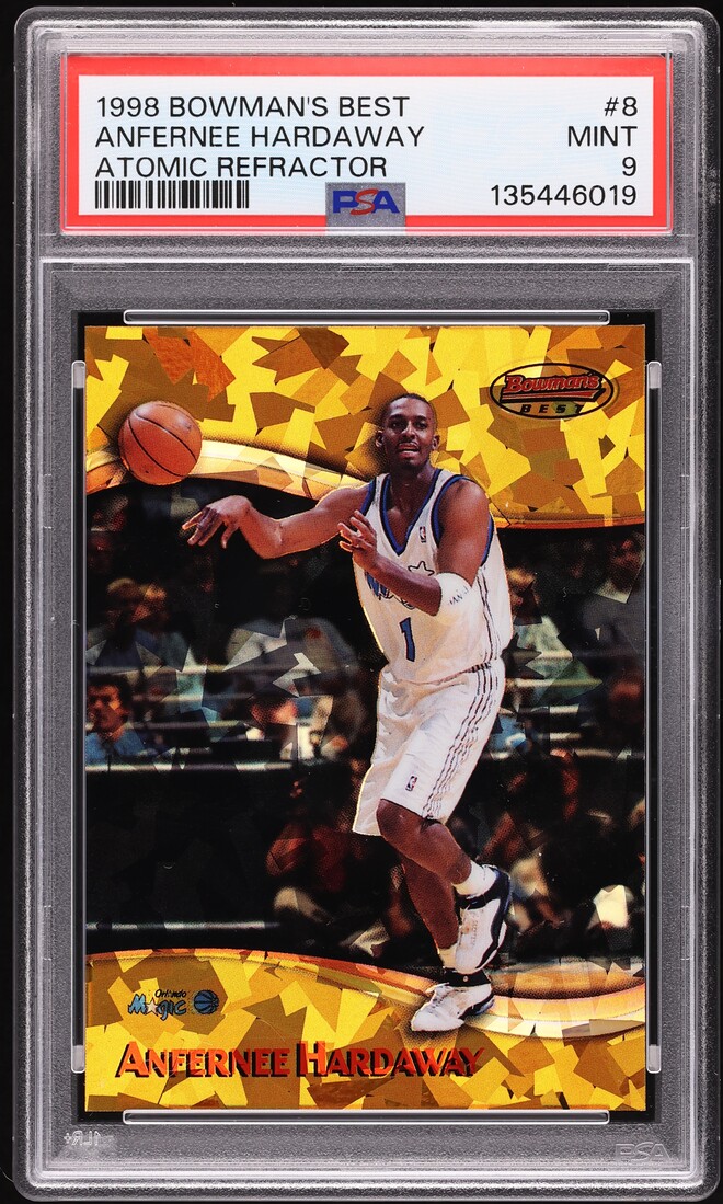 1998 Bowman's Best Atomic Refractor Anfernee Hardaway /100 #8 PSA 9 MINT - Photo 1
