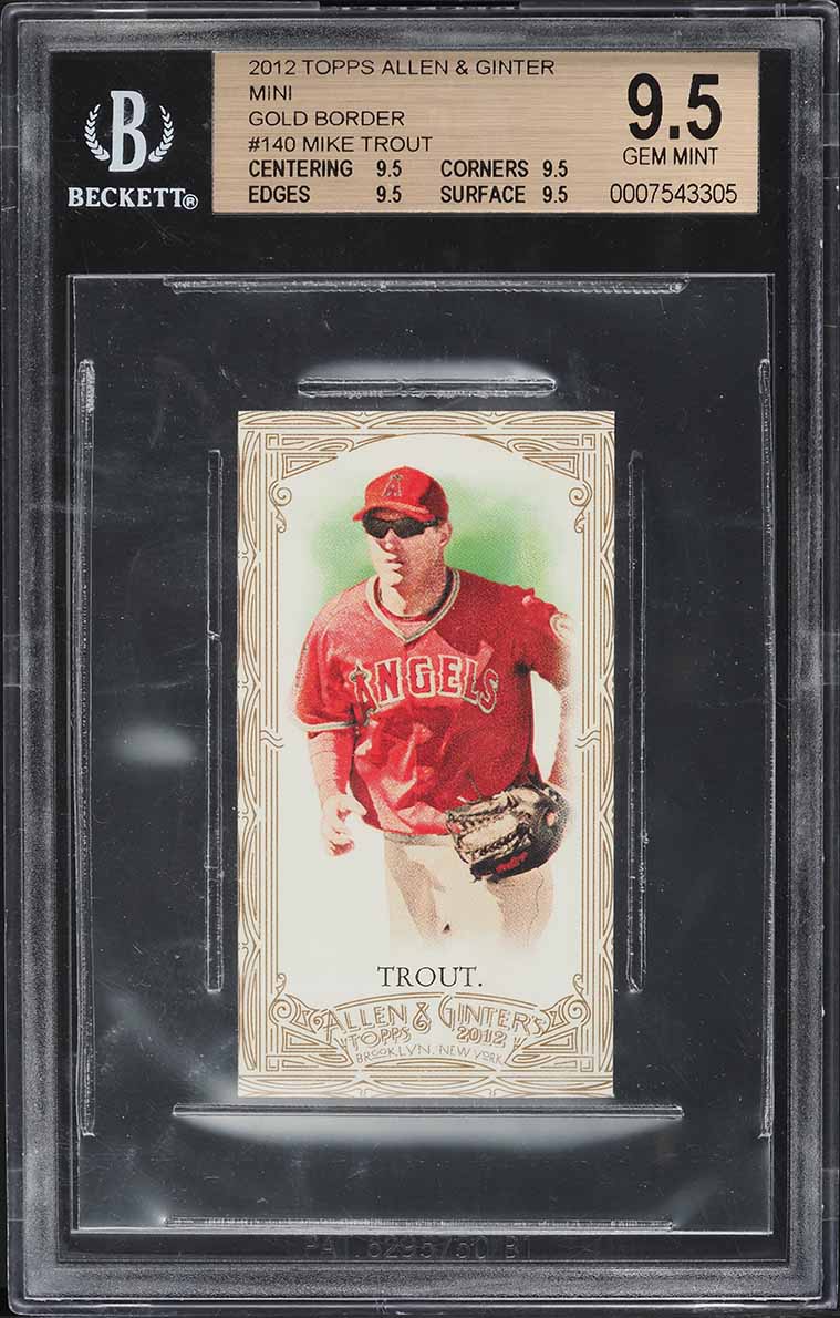 2012 Topps Allen & Ginter Mini Gold Border Mike Trout ROOKIE #140 BGS 9.5 GEM MINT