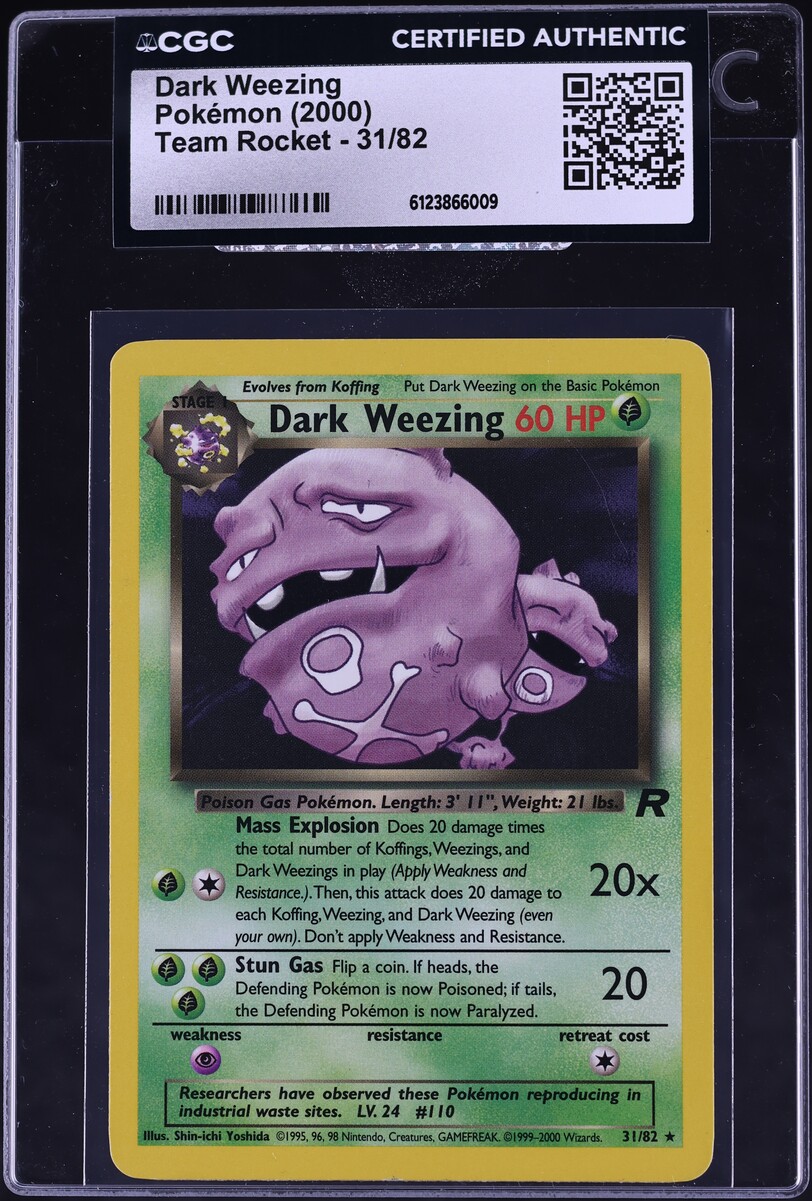 2000 Pokemon Team Rocket Dark Weezing #31 CGC AUTH