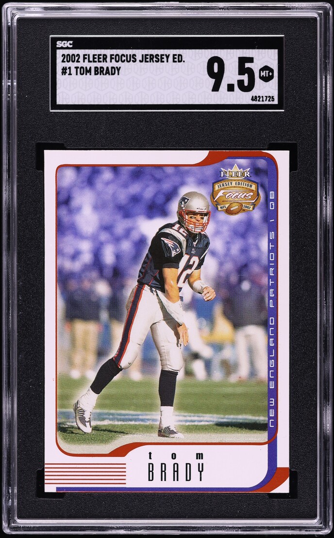 2002 Fleer Focus Jersey Edition Tom Brady #1 SGC 9.5 MINT+