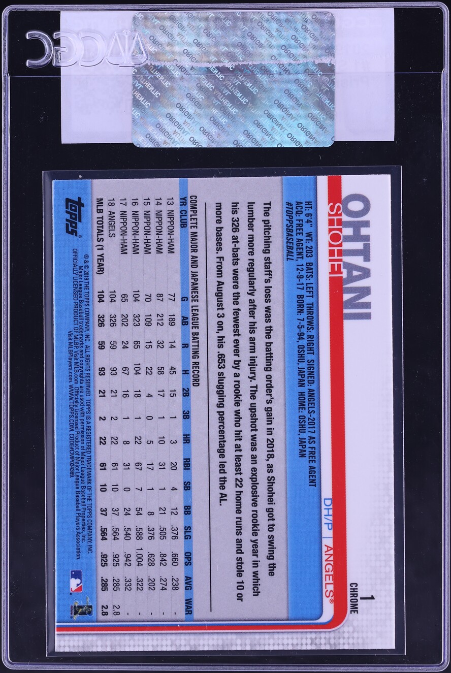 2019 Topps Chrome Prism Refractor Shohei Ohtani #1 CGC AUTH