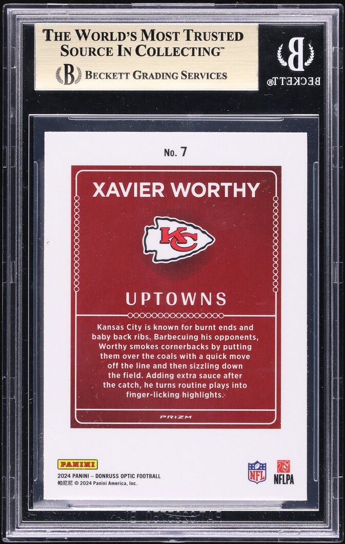 2024 Donruss Optic Uptowns Xavier Worthy ROOKIE #7 BGS 10 PRISTINE