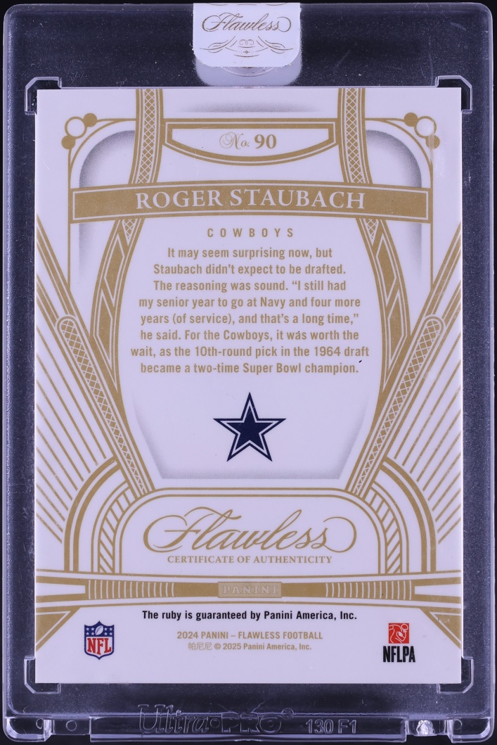 2024 Panini Flawless Legends Ruby Gems Roger Staubach /20 #90