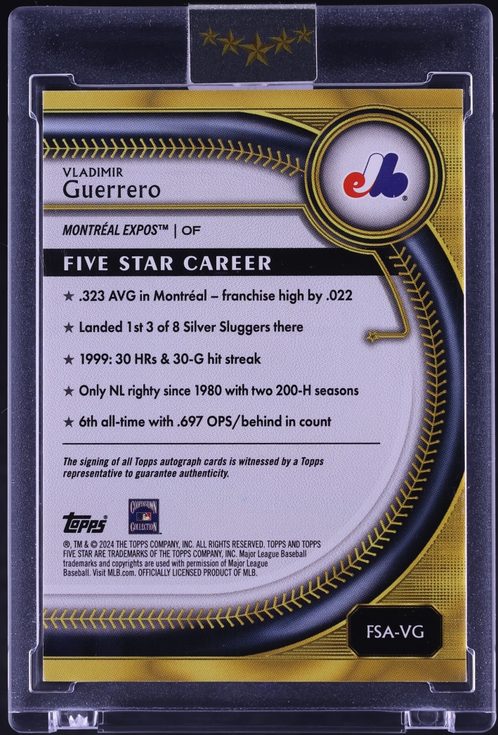2025 Topps Five Star Vladimir Guerrero AUTO /75 #FSA-VG