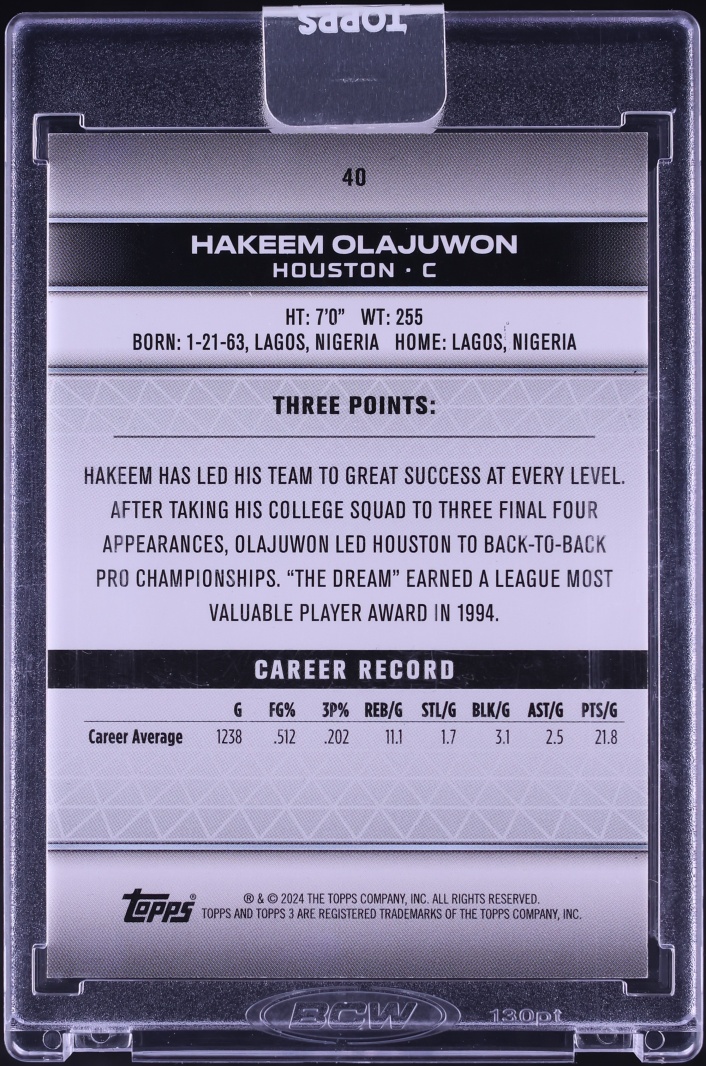 2023 Topps Three Gold Hakeem Olajuwon /10 #40