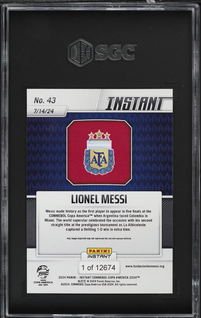 2024 Panini Instant Copa America Lionel Messi #43 SGC 9.5 MINT+