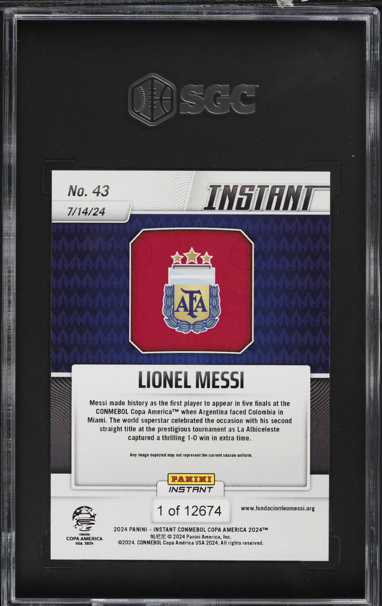 2024 Panini Instant Copa America Lionel Messi #43 SGC 9.5 MINT+