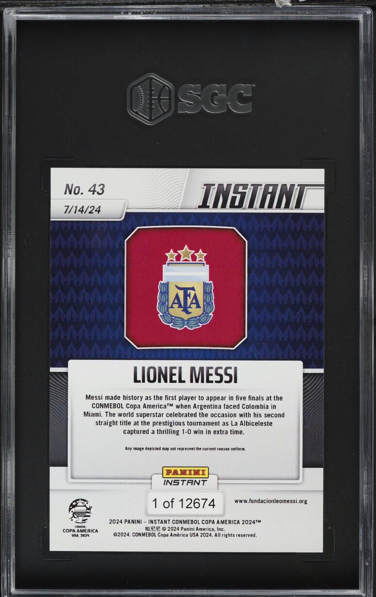 2024 Panini Instant Copa America Lionel Messi #43 SGC 9.5 MINT+