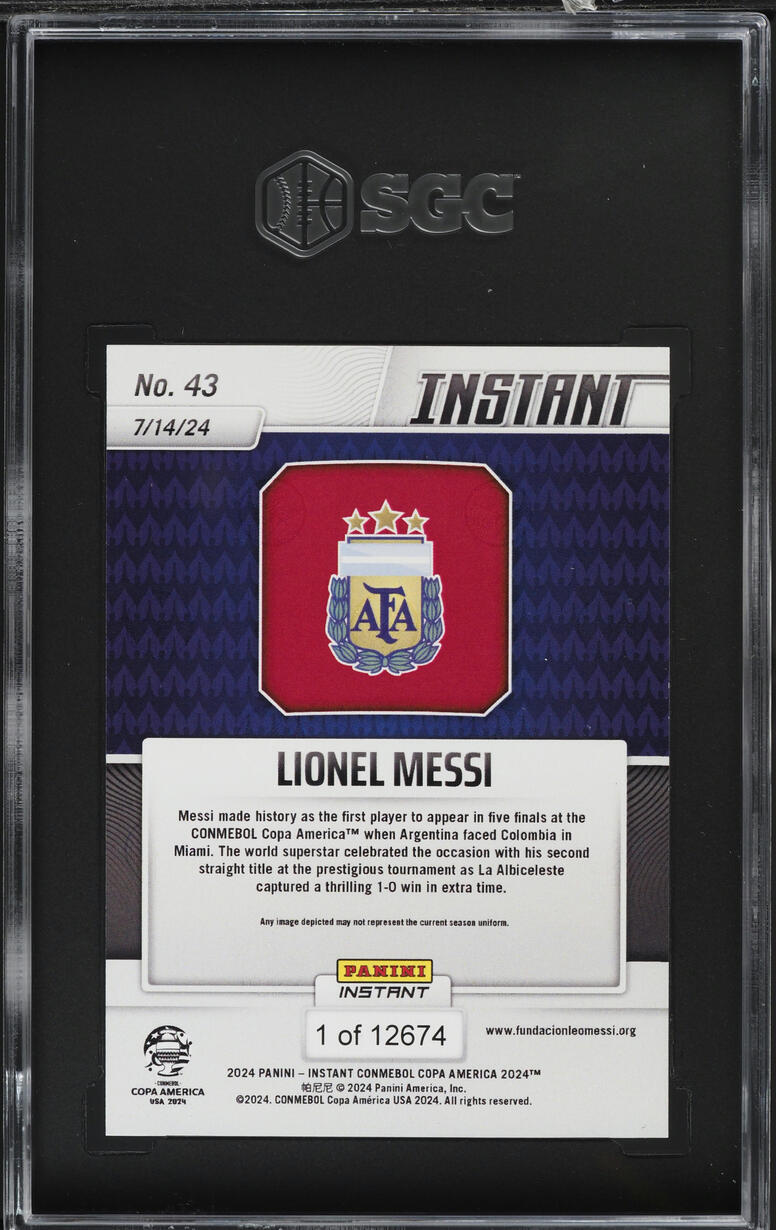 2024 Panini Instant Copa America Lionel Messi #43 SGC 9.5 MINT+