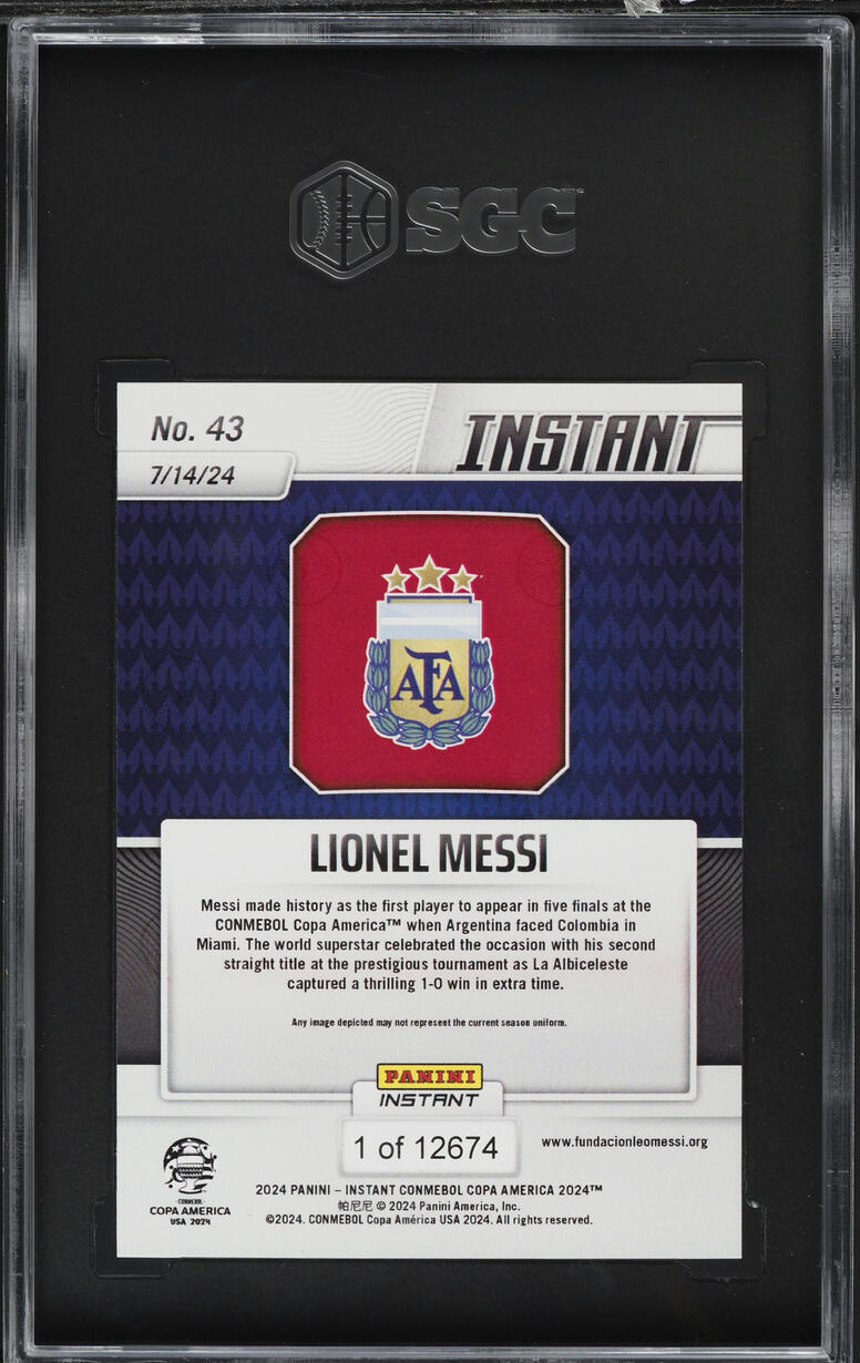 2024 Panini Instant Copa America Lionel Messi #43 SGC 10 GEM MINT