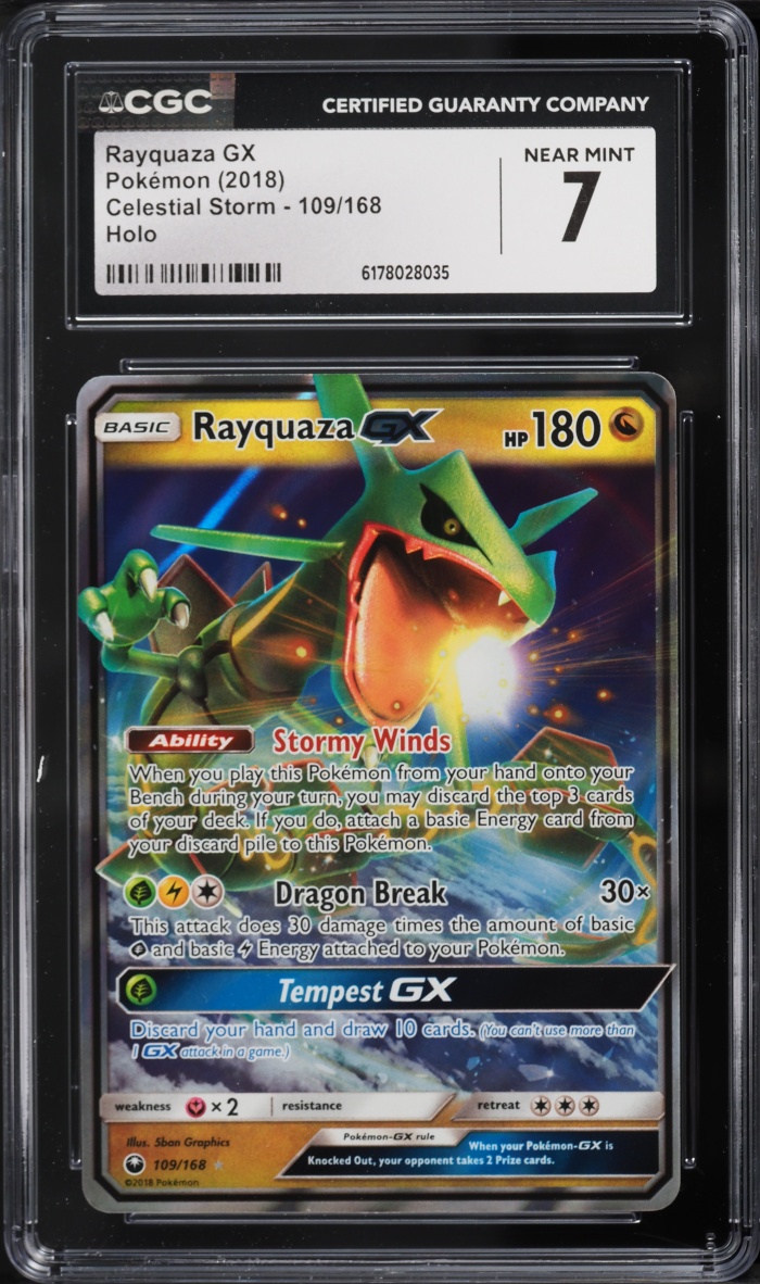 2018 Pokemon Sun & Moon Celestial Storm Holo Rayquaza GX #109 CGC 7 NRMT