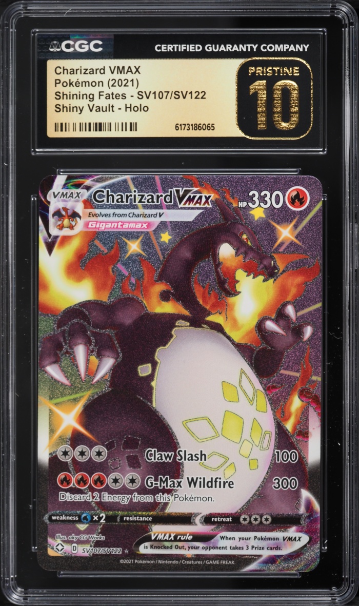 2021 Pokemon Sword & Shield Shining Fates Full Art Charizard VMAX #SV107 CGC 10 PRISTINE