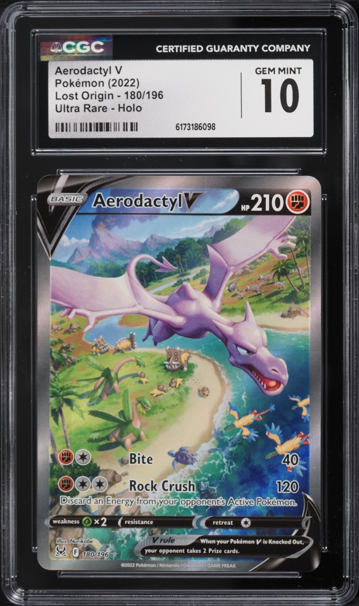 2022 Pokemon Sword & Shield Lost Origin Alt Art Aerodactyl V #180 CGC 10 GEM MINT
