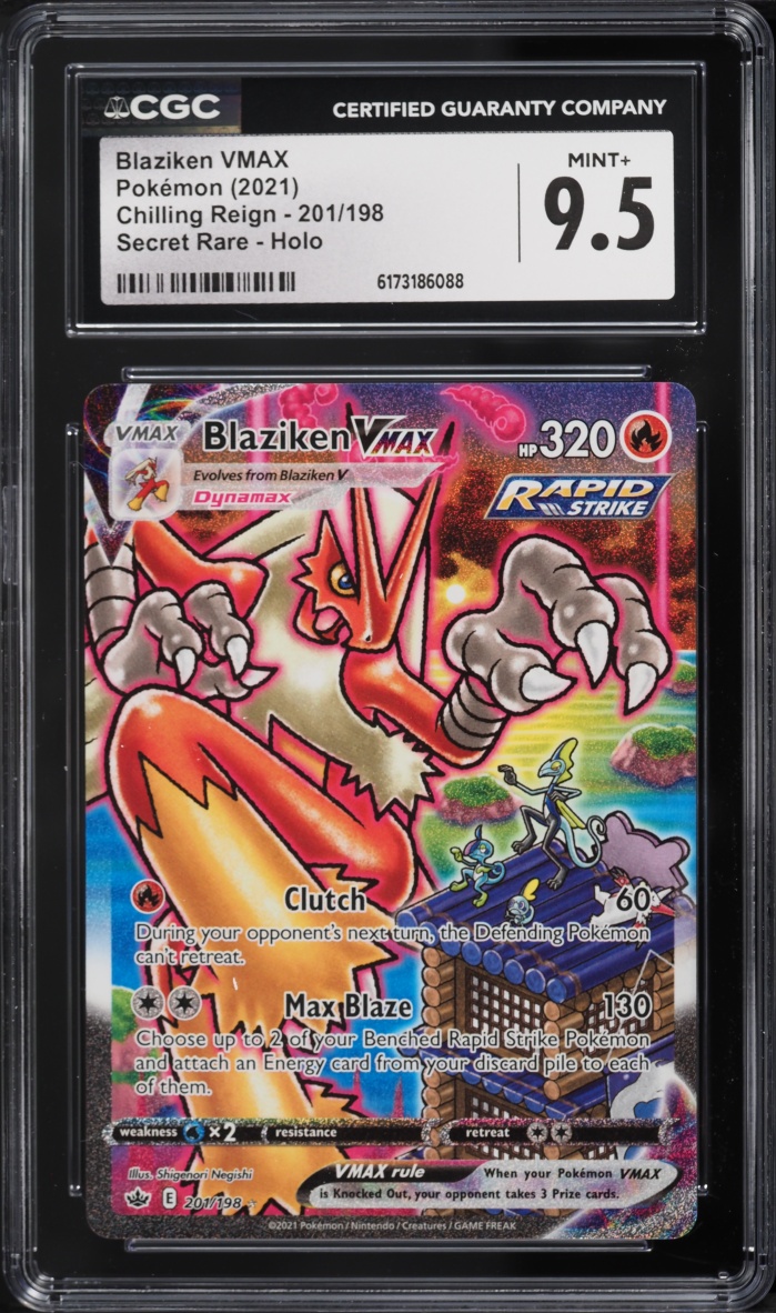 2021 Pokemon Sword & Shield Chilling Reign SEC Blaziken VMAX #201 CGC 9.5 MINT+