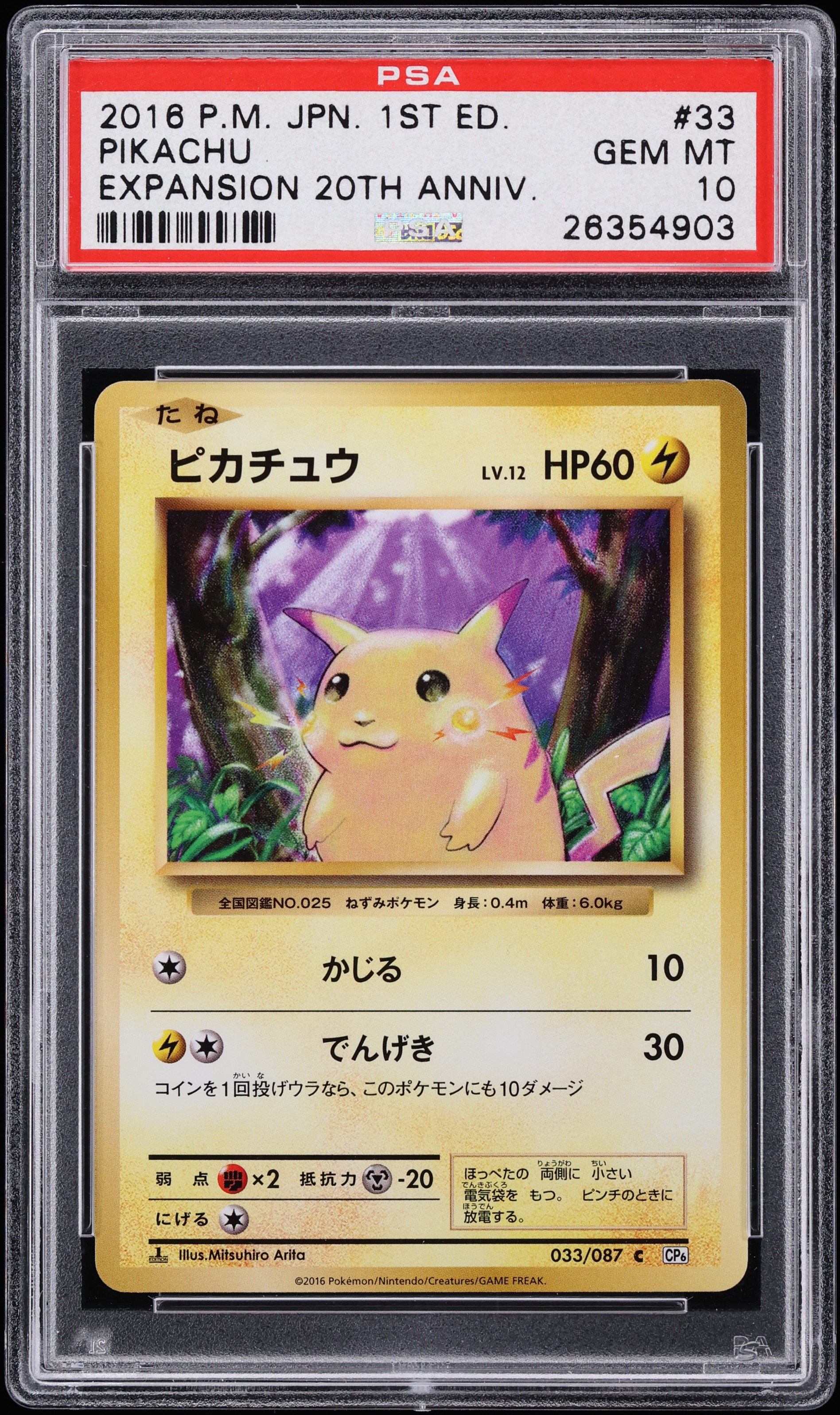 2016 Pokemon Japanese XY 20th Anniversary 1st Edition Pikachu #33 PSA 10 GEM MINT