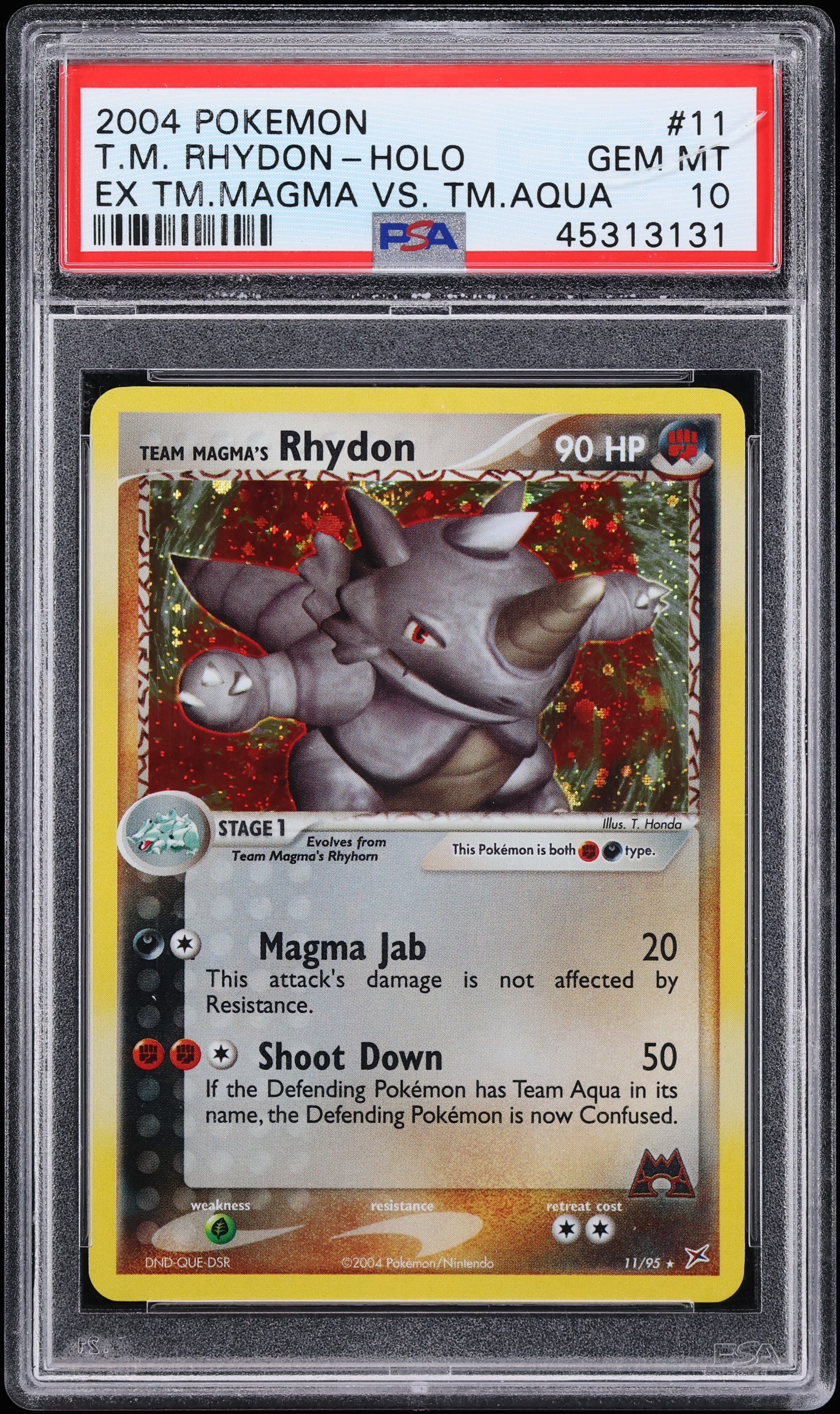2004 Pokemon EX Team Magma Vs Team Aqua Holo Magma's Rhydon #11 PSA 10 GEM MINT