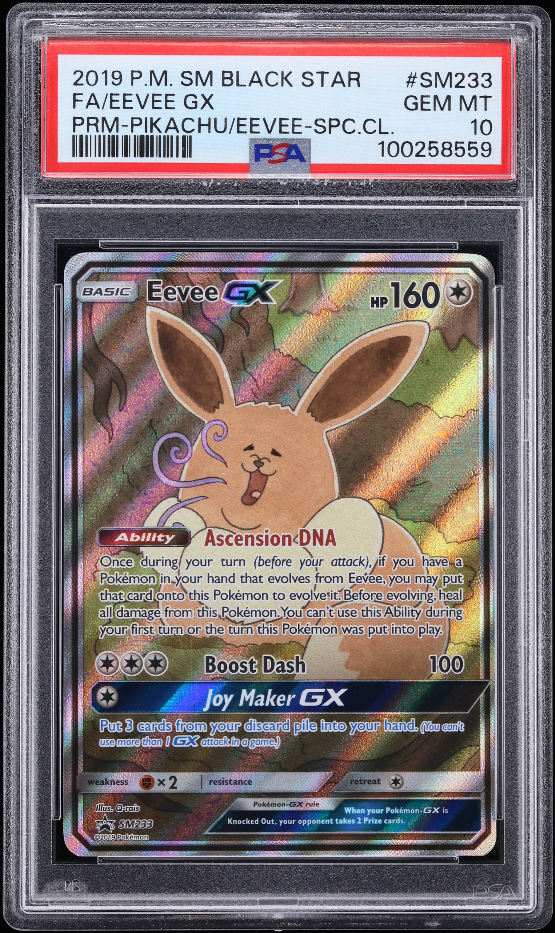 2019 Pokemon Sun & Moon Promo Pikachu Special Collection Full Art Eevee GX #SM233 PSA 10 GEM