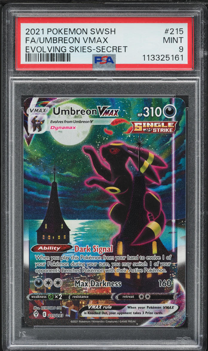 2021 Pokemon SWSH Evolving Skies Alt Art Umbreon VMAX #215 PSA 9 MINT - Main Image