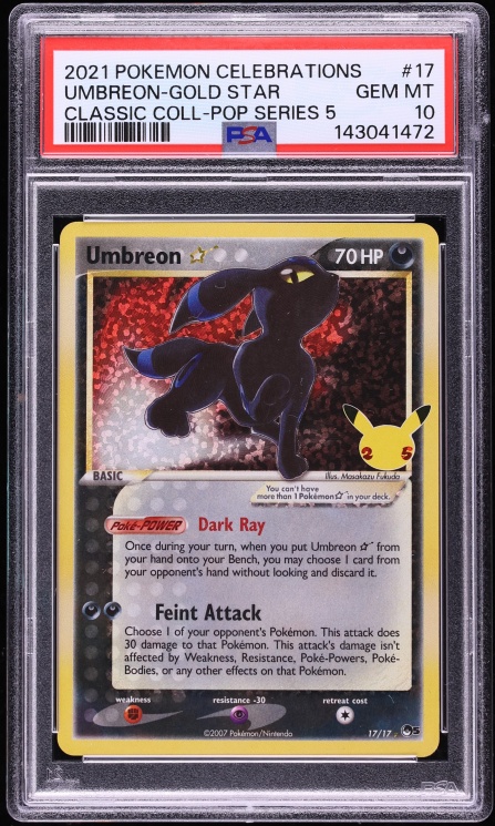 2021 Pokemon Sword & Shield Celebrations Holo Umbreon Gold Star #17 PSA 10 GEM MINT