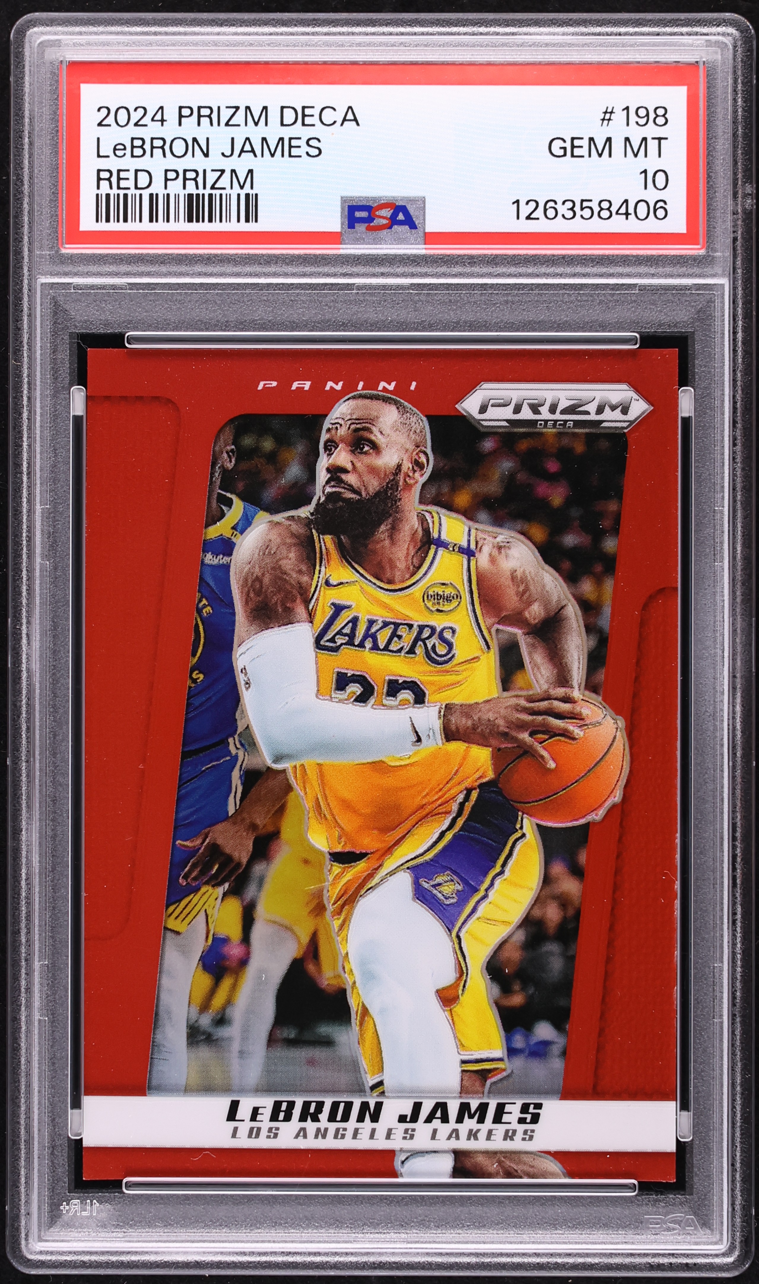 レブロン Prizm LeBron James red ice PSA 10! 2024 Panini Prizm Deca Red LeBron James /199 #198 PSA 10 GEM MINT