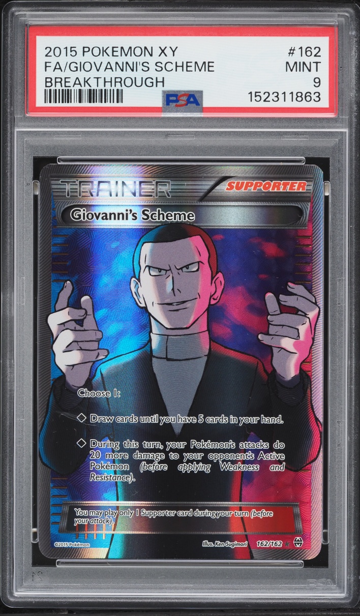 2015 Pokemon XY BREAKthrough Full Art Giovanni's Scheme #162 PSA 9 MINT