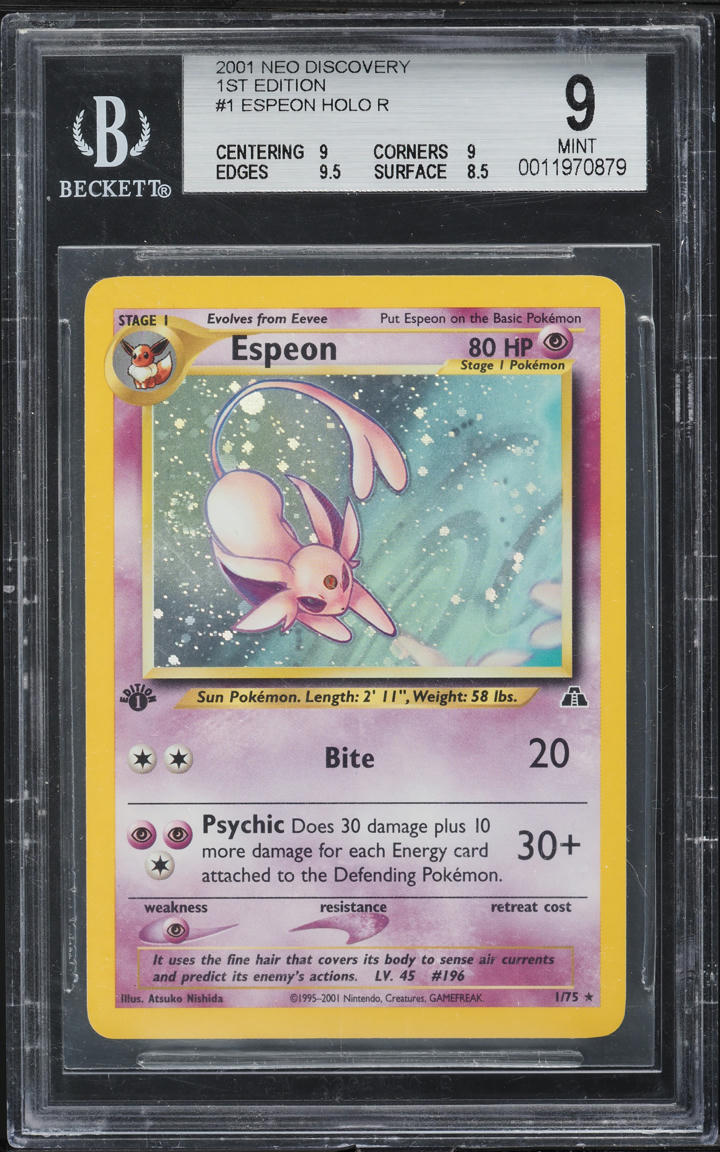 2001 Pokemon Neo Discovery 1st Edition Holo Espeon #1 BGS 9 MINT
