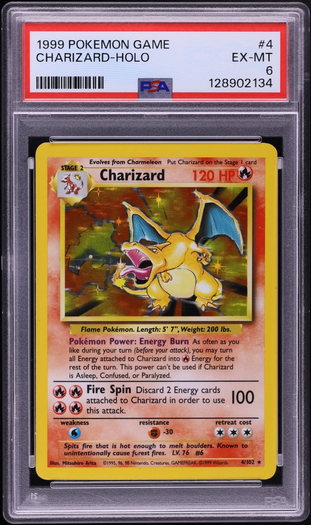 1999 Pokemon Base Set Holo Charizard #4 PSA 6 EXMT
