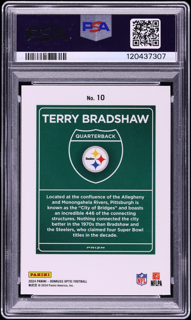 2024 Donruss Optic Downtown Terry Bradshaw #10 PSA 10 GEM MINT