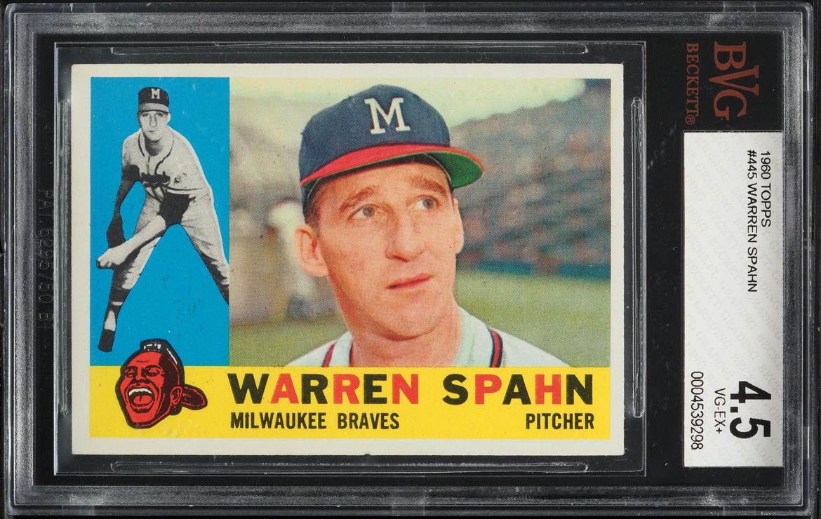 1960 Topps Warren Spahn #445 BVG 4.5 VGEX+