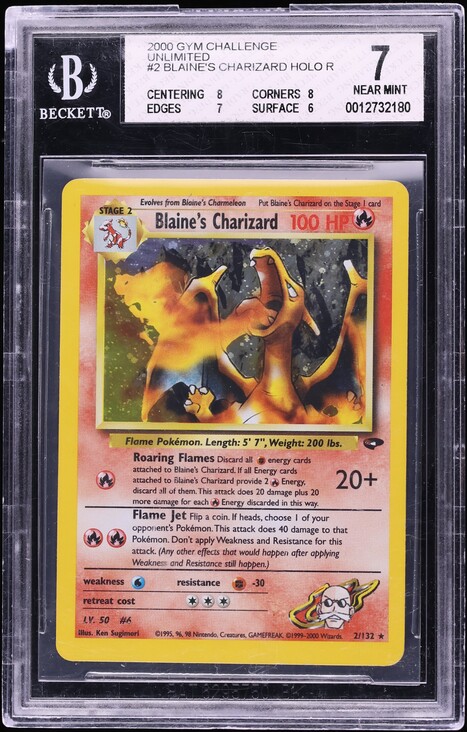 2000 Pokemon Gym Challenge Holo Blaine's Charizard #2 BGS 7 NRMT