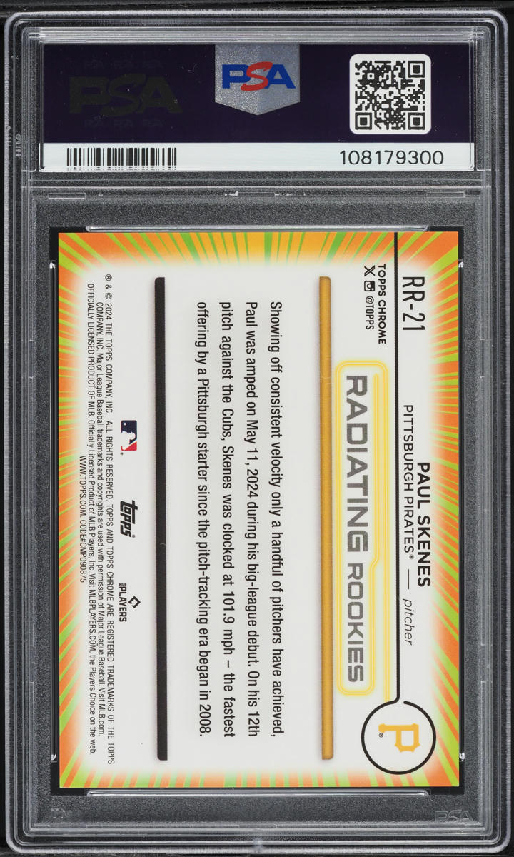 2024 Topps Chrome Update Radiating Paul Skenes ROOKIE #RR-21 PSA 8 NM-MT