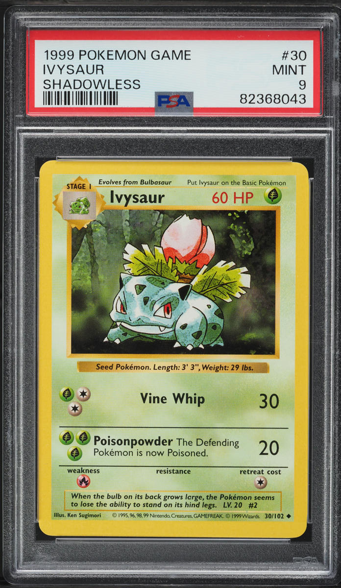 1999 Pokemon Base Set Shadowless Ivysaur #30 PSA 9 MINT