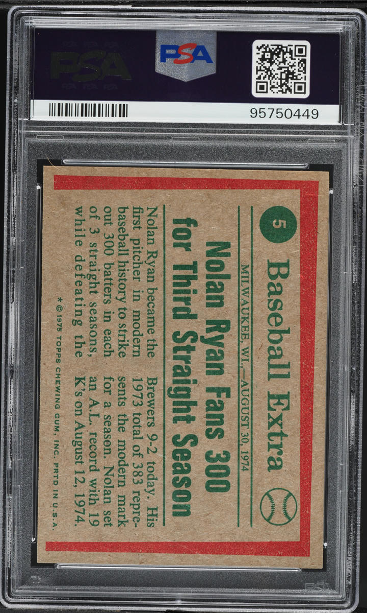 1975 Topps Nolan Ryan '74 HIGHLIGHTS #5 PSA 7 NRMT