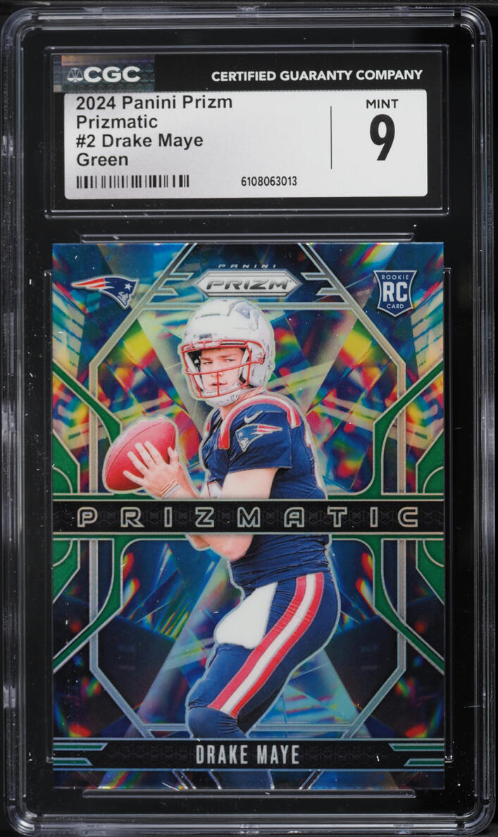 2024 Panini Prizm Prizmatic Green Drake Maye ROOKIE #2 CGC 9 MINT