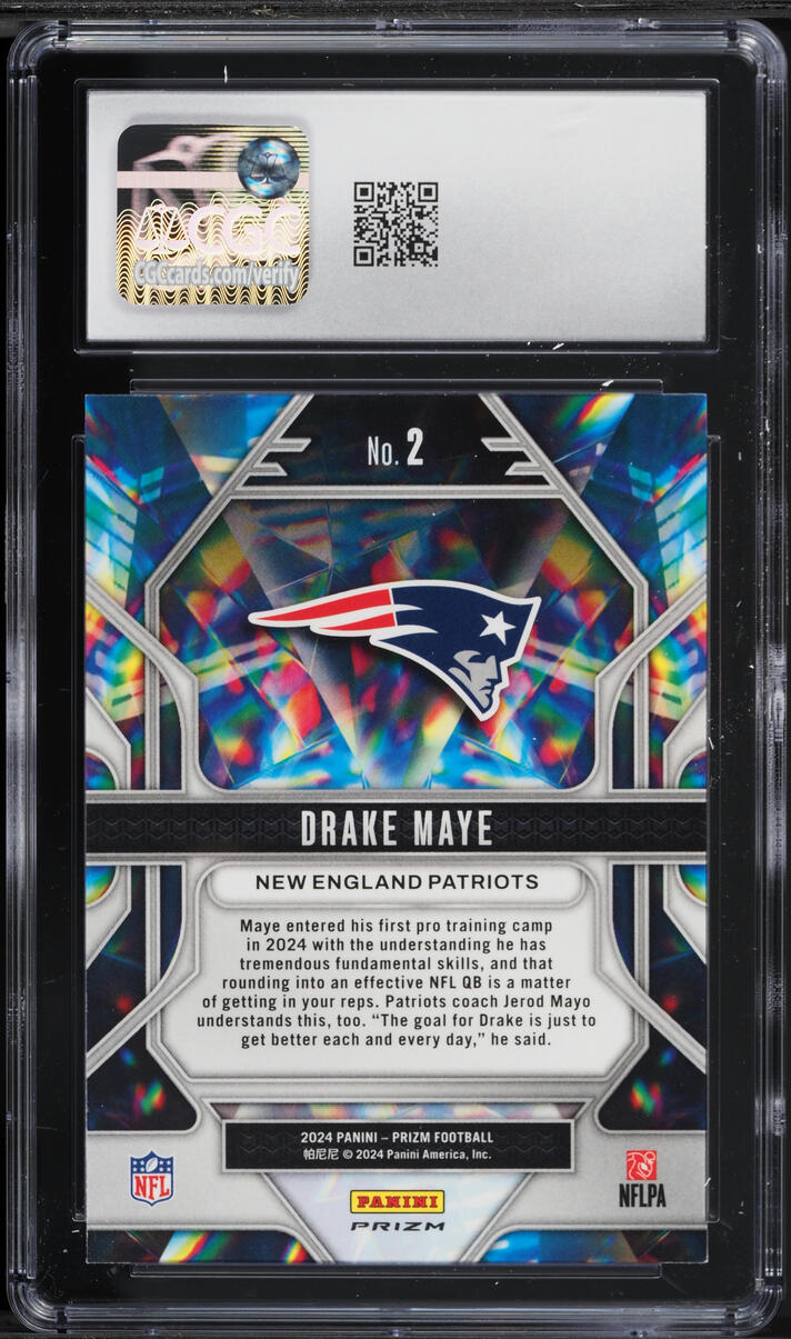 2024 Panini Prizm Prizmatic Green Drake Maye ROOKIE #2 CGC 9 MINT