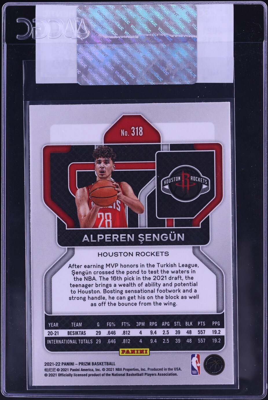 2021 Panini Prizm Alperen Sengun ROOKIE #318 CGC AUTH