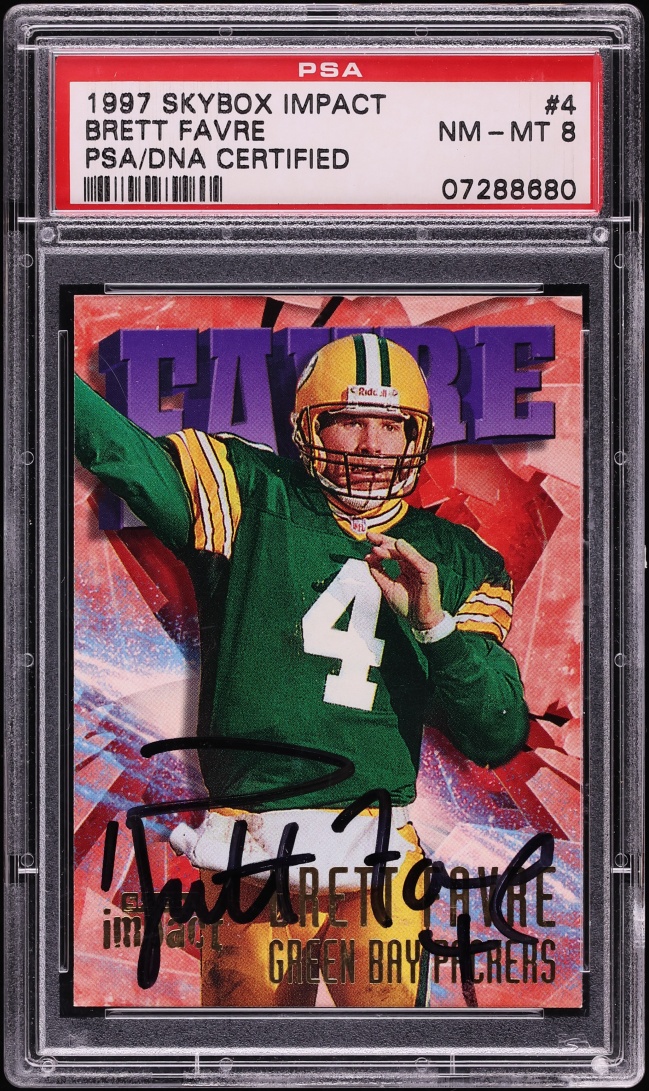 1997 Skybox Impact Brett Favre AUTO #4 PSA 8 NM-MT
