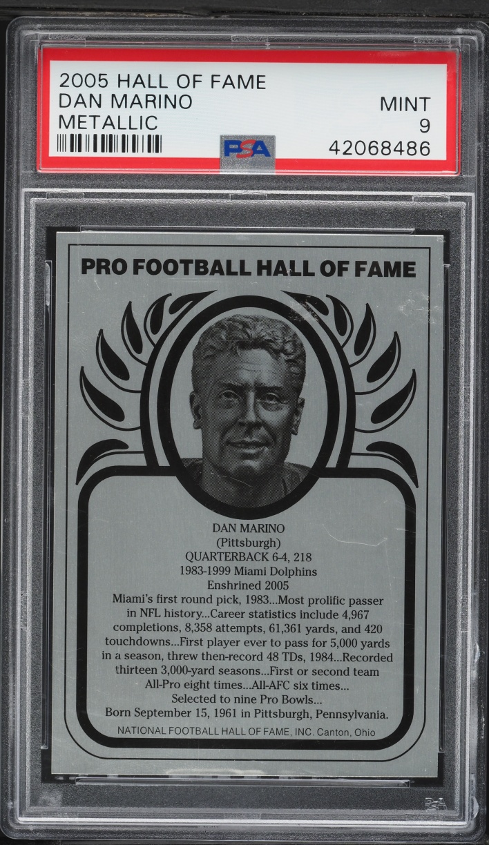 2005 Hall Of Fame Metallic Dan Marino PSA 9 MINT