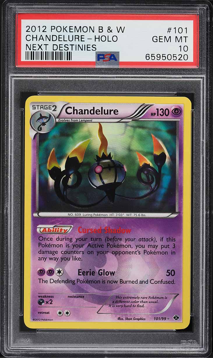 2012 Pokemon Black & White Next Destinies Holo Chandelure #101 PSA 10 GEM MINT