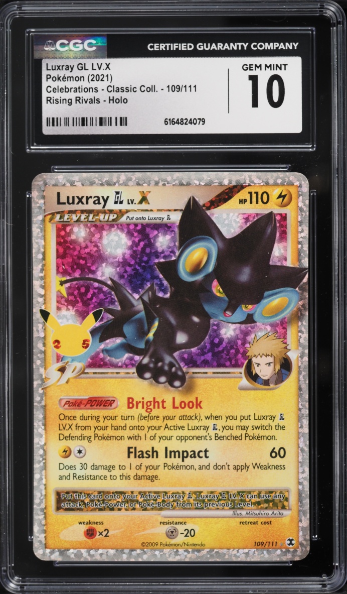 2021 Pokemon Sword & Shield Celebrations Holo Luxray GL Lv.X #109 CGC 10 GEM MINT