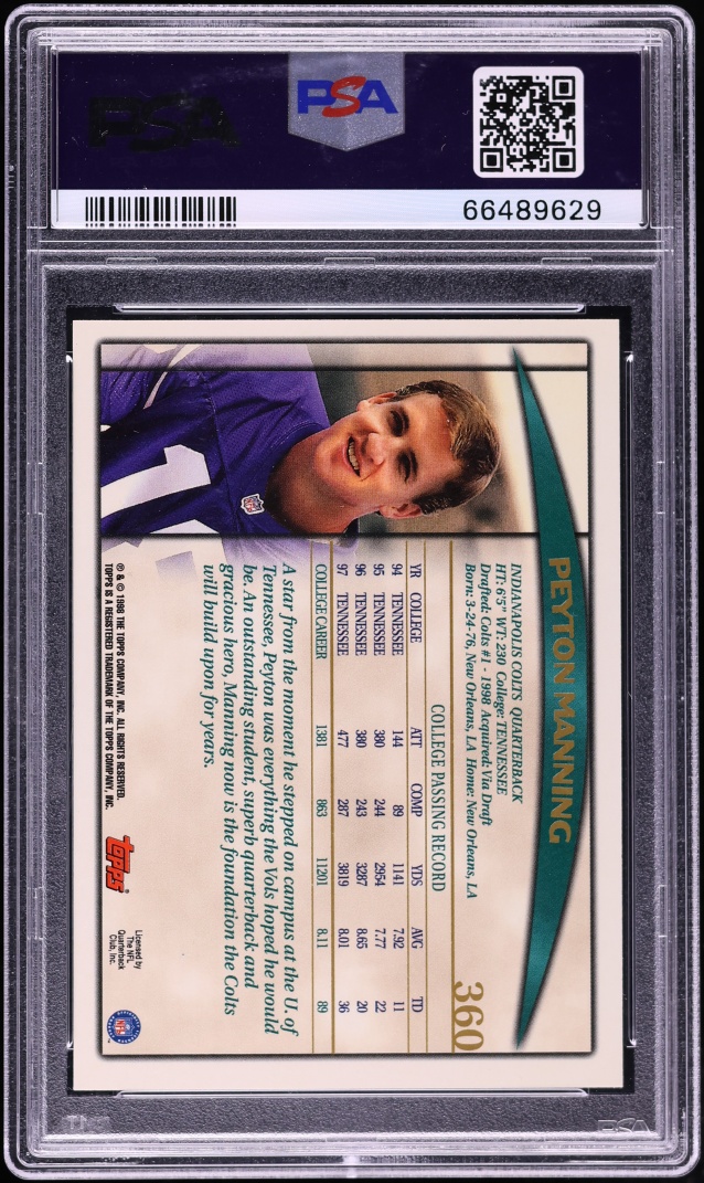 1998 Topps Football Peyton Manning ROOKIE #360 PSA 9 MINT
