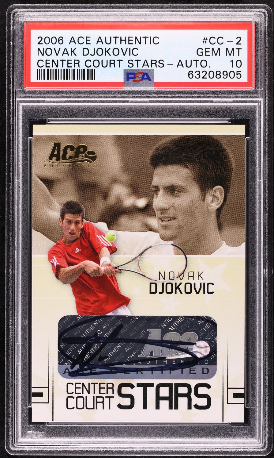 2006 Ace Authentic Center Court Stars Novak Djokovic ROOKIE AUTO #CC-2 PSA 10