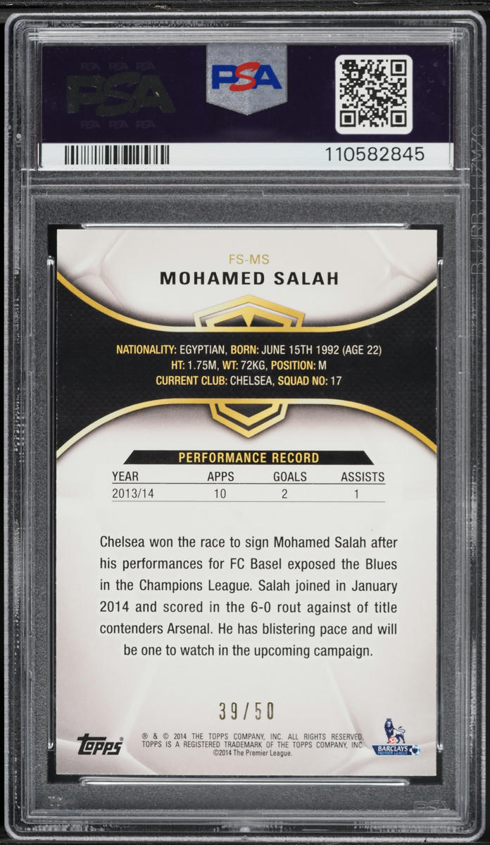 2014 Topps Premier Gold Future Stars Mohamed Salah /50 #FS-MS PSA 6 EXMT