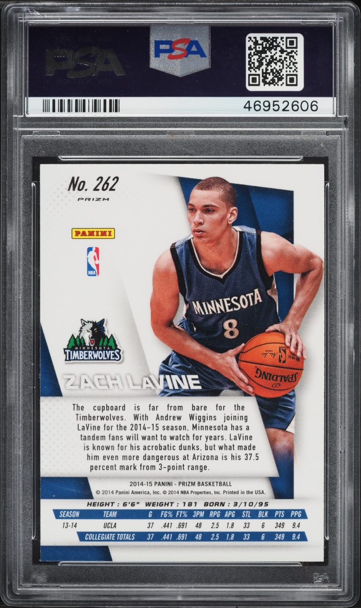 2014 Panini Prizm Yellow & Red Mosaic Zach Lavine ROOKIE #262 PSA 10 GEM MINT