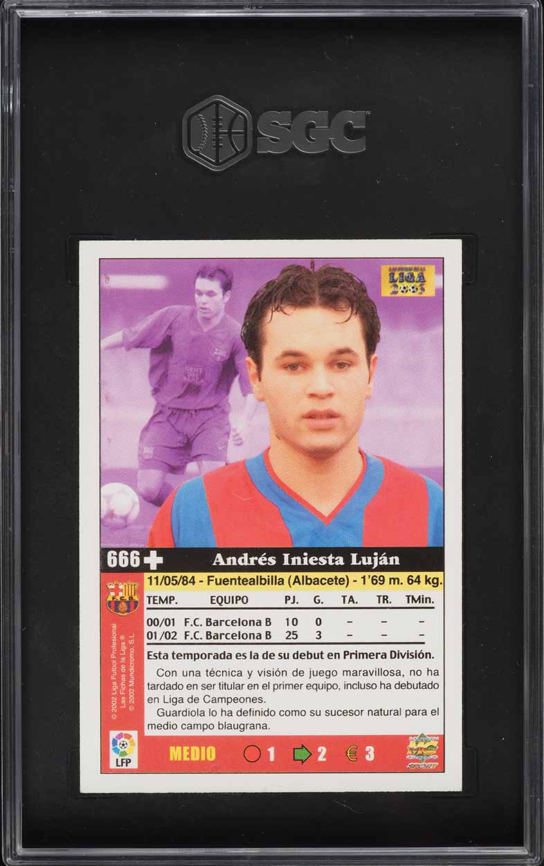 2002 Mundi Cromo Liga Andres Iniesta Lujan ROOKIE #666 SGC 5 EX